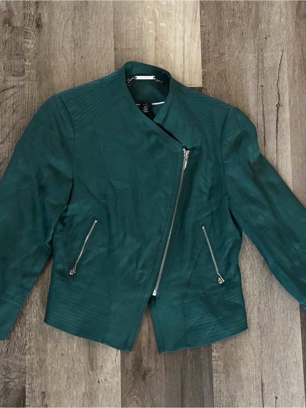 Women’s Teal Asymmetrical Moto Jacket by White House Black Market